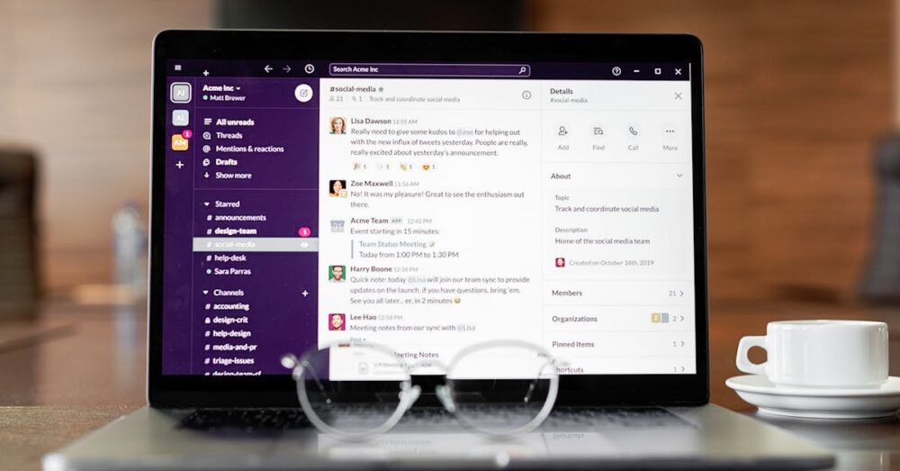 Slackのチャット画面とGensparkのAIドライブが連携し、大量の資料を自動収集・分析している様子